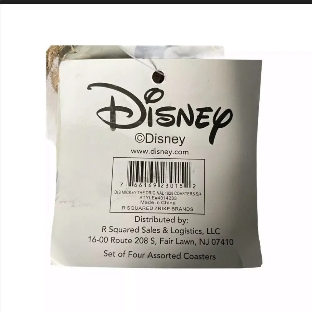 Disney Mickey Mouse Retro 4 Pc Coaster Square Coffee Table Decor‎ Accent Ears